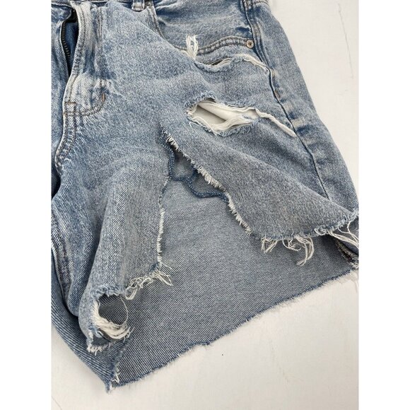 AE AMERICAN EAGLE MOM SHORT‎ STRIGID WOMENS JEAN SHORTS Size 12 Distressed - Picture 2 of 14
